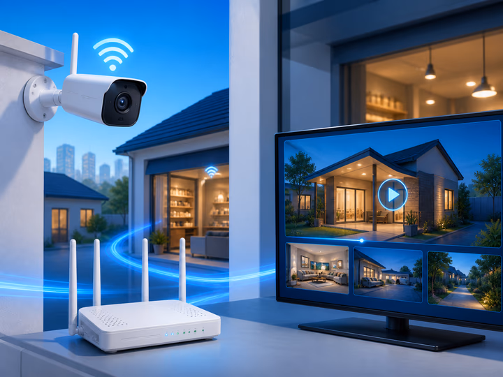 Ilustrasi CCTV wireless dan Alfastream